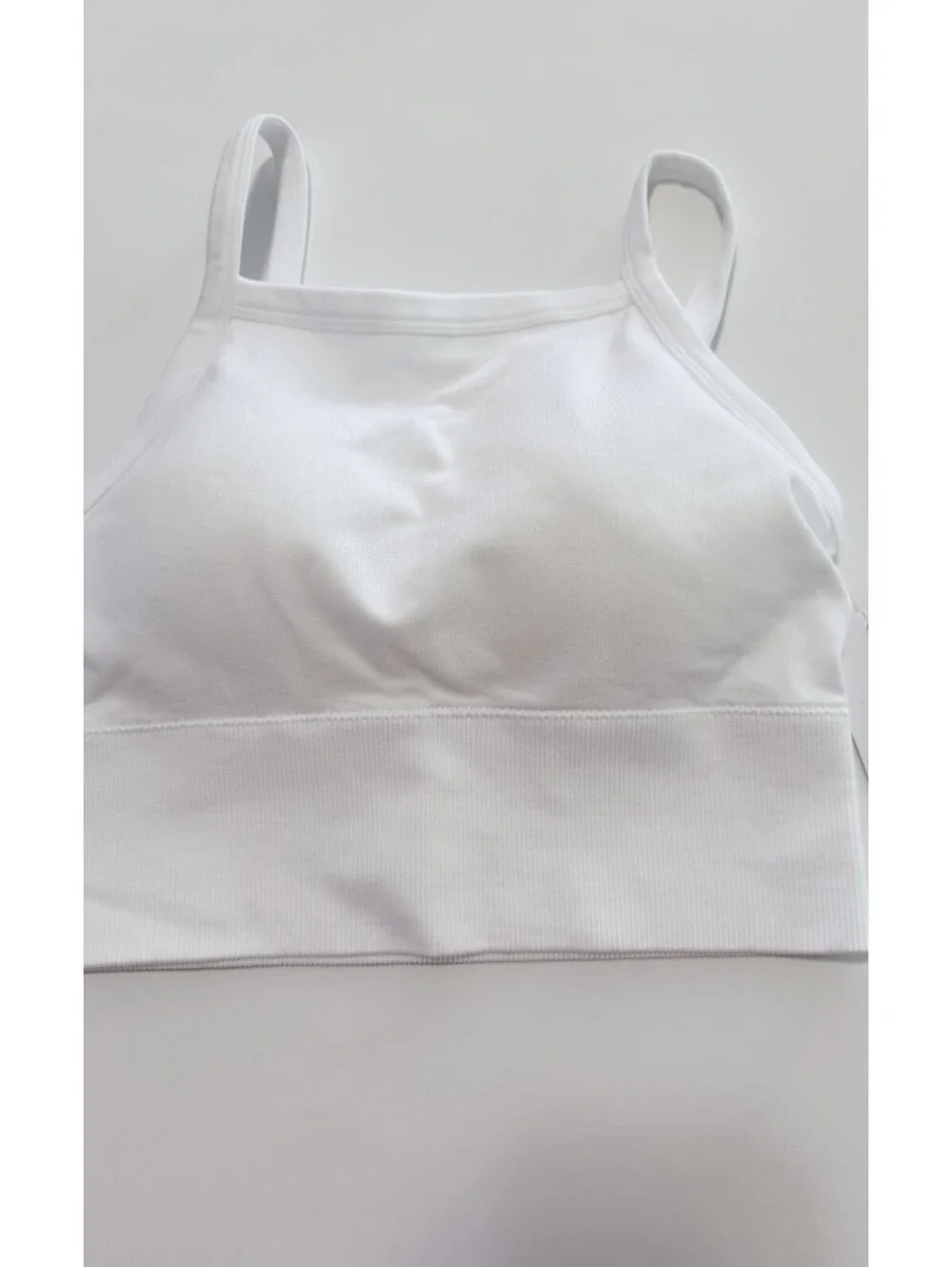 2 Pack Women Seamless Sports Bras Wireless Yoga Gym White Beige Size L